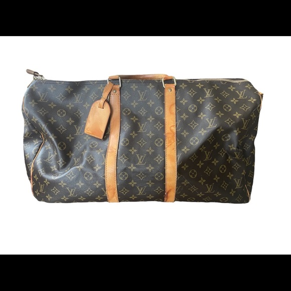 LOUIS VUITTON Monogram See Through Keepall Triangle Bandouliere 50  Turquoise | FASHIONPHILE